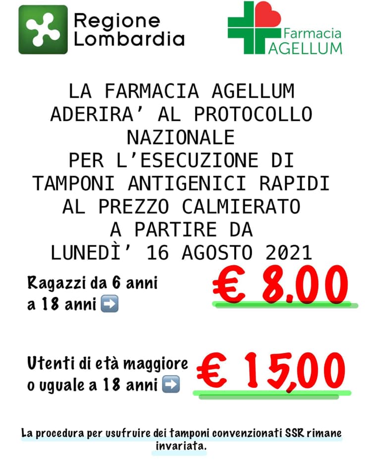 Tamponi antigenici rapidi al prezzo calmierato